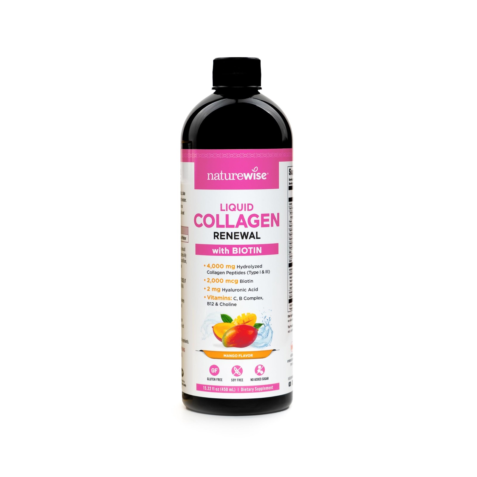NatureWise Hydrolyzed Liquid Collagen for 15.22 Fl Oz (Pack of 1), Yellow