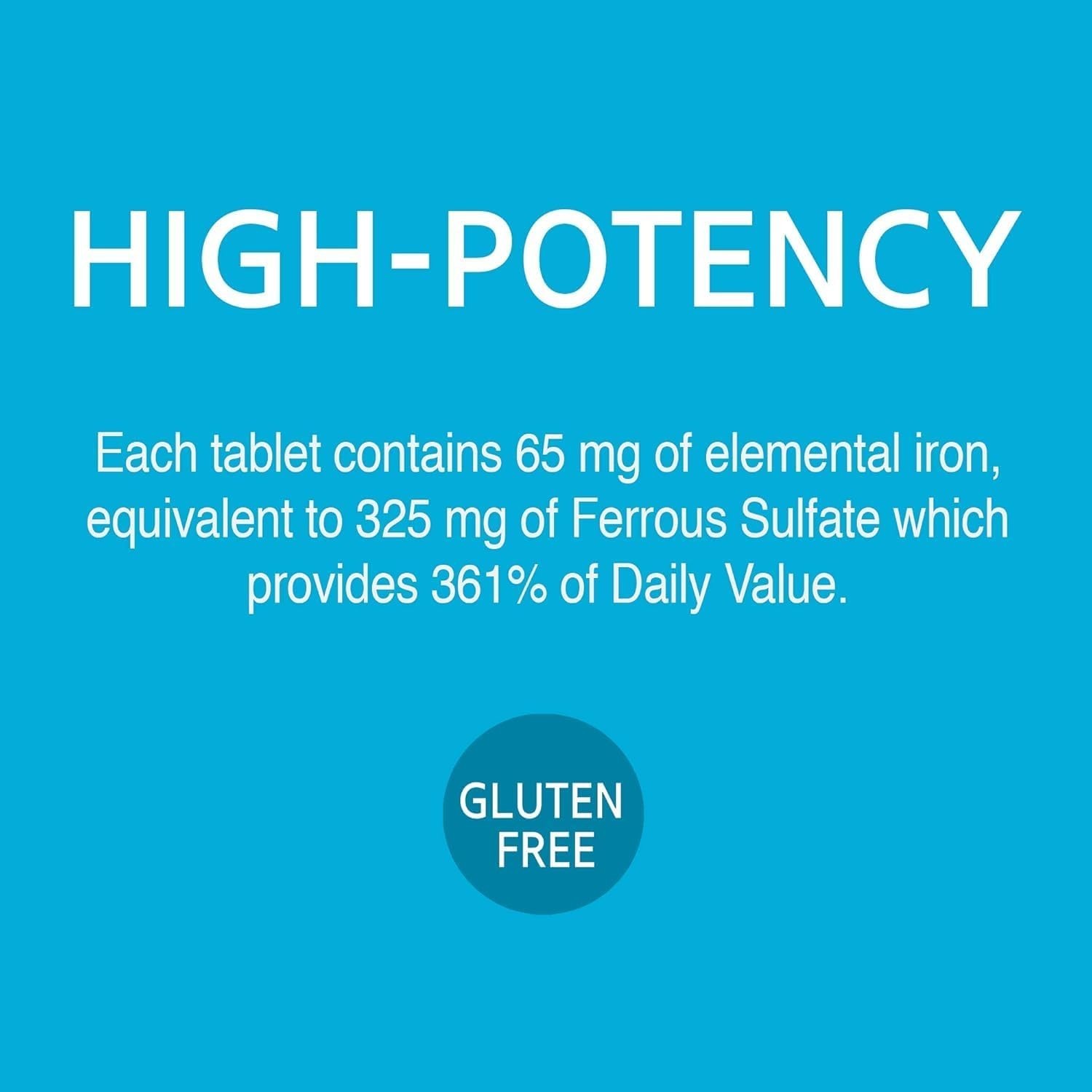 Daily Nutrition: 120 Count Gluten-Free 65mg Slow-Release Iron Tablets for Adults