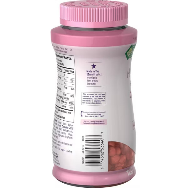 Nature’s Bounty Hair, Skin & Nails Gummies with Biotin – Strawberry – 120ct