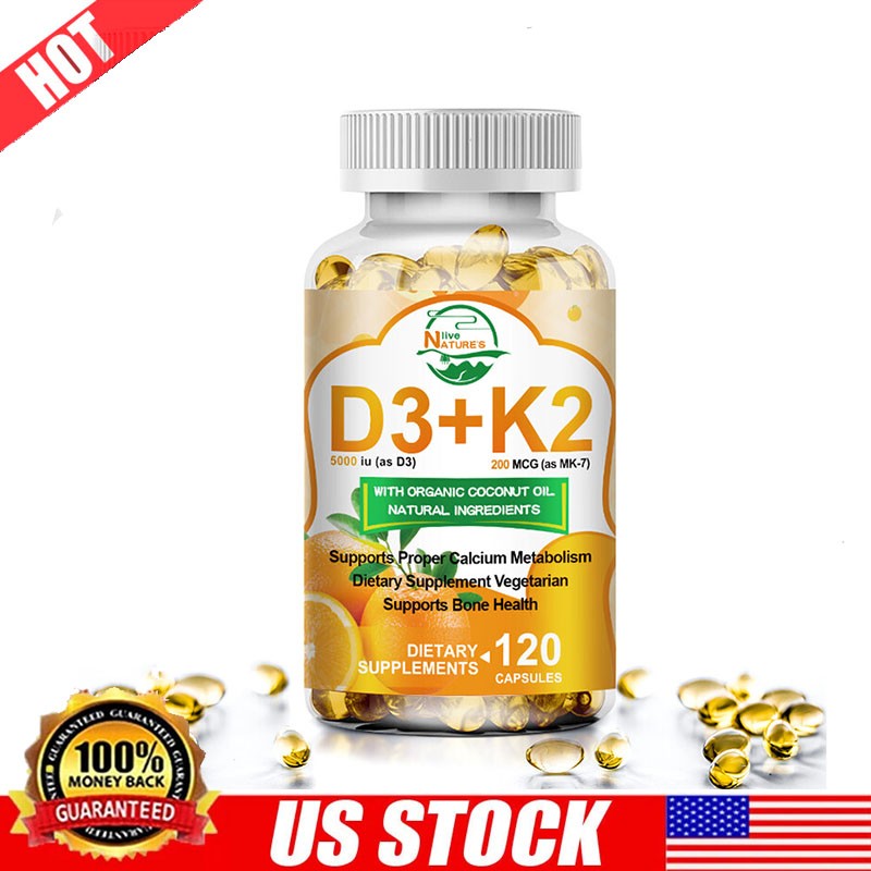 Vitamin K2 (MK7) w/ D3 Bone & Heart Health Non GMO & Gluten Free Easy to Swallow