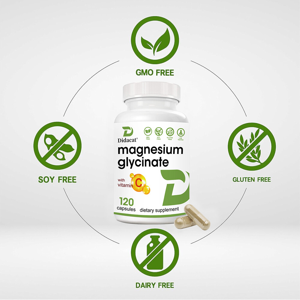 Magnesium Glycinate 1000mg – 30/60/120Caps For Sleep, Stress Relief Support Bone