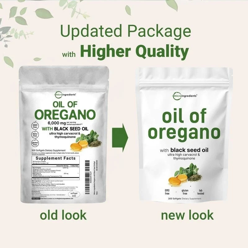 Micro Ingredients Oil of Oregano with Black Seed Oil, 300 Softgels US
