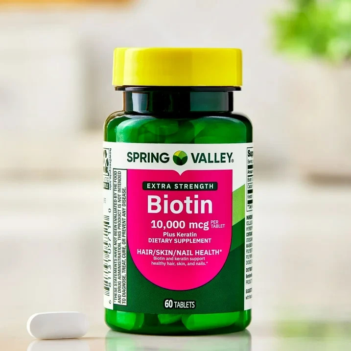 Spring Valley Extra Strength Biotin + Keratin, 10,000 mcg, 60 Tabs