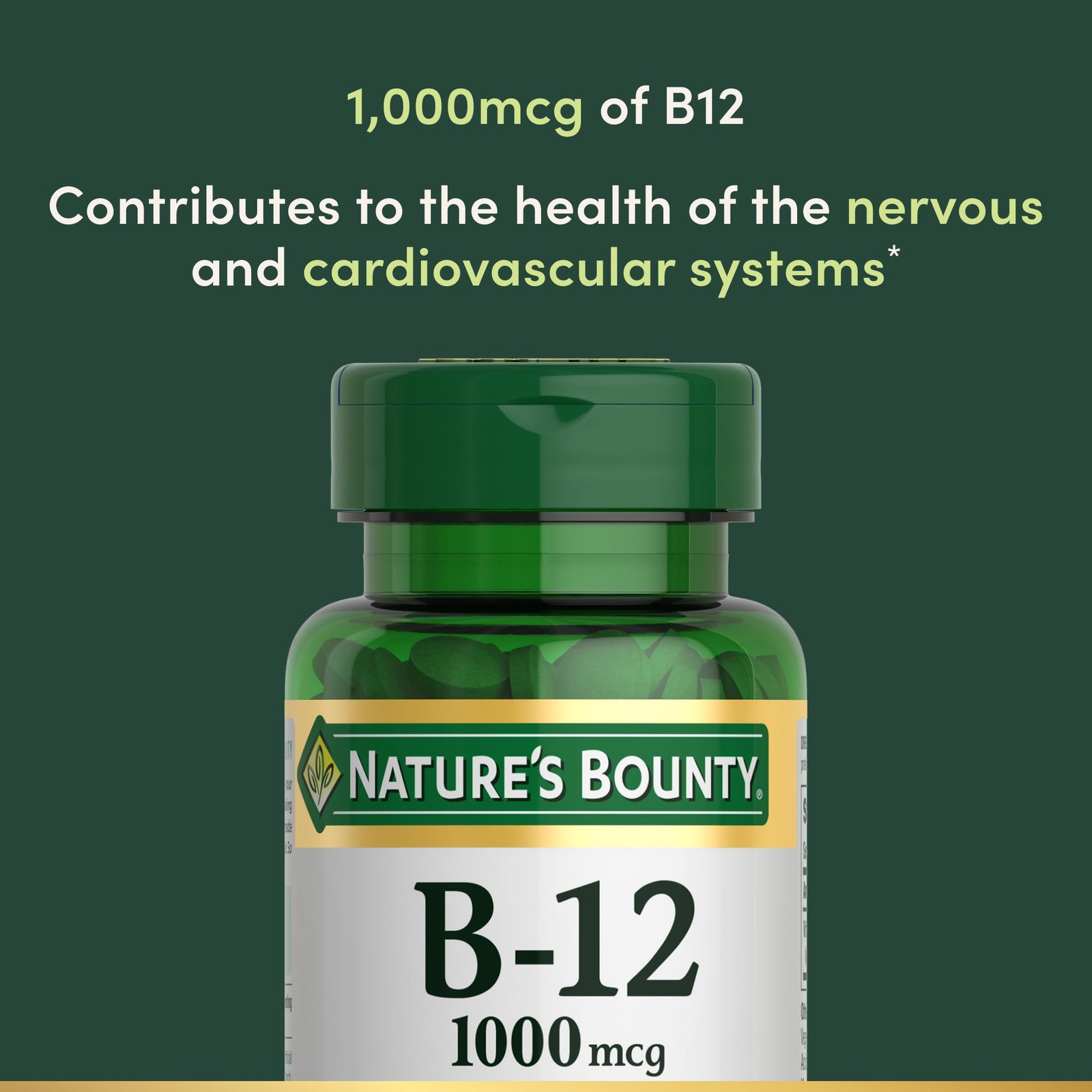 Nature’s Bounty Vitamin B12 1000 mcg 200 Count Easy to Swallow Energy Support