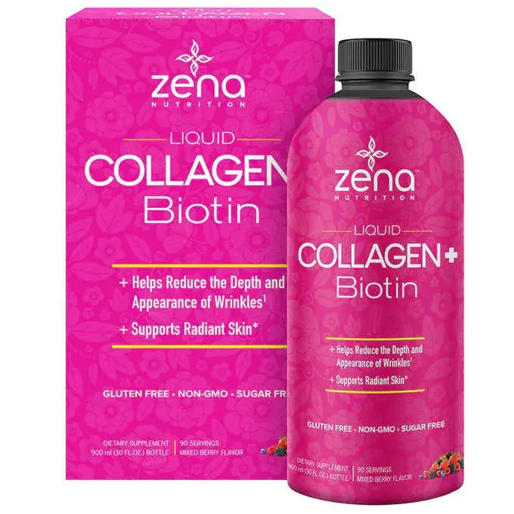 Zena Bioactive Liquid Collagen 2500mg + 5000mcg Biotin 90 Servings Exp: 05/26