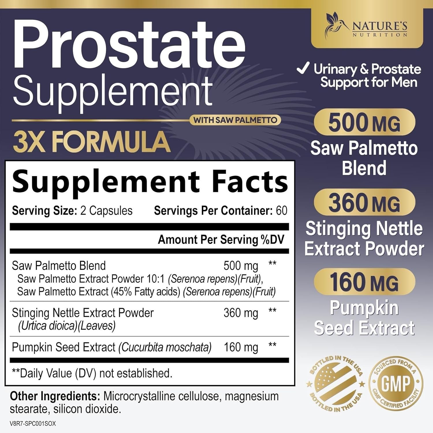 Saw Palmetto 1285mg Prostate Supplement Urinary Support Capsules