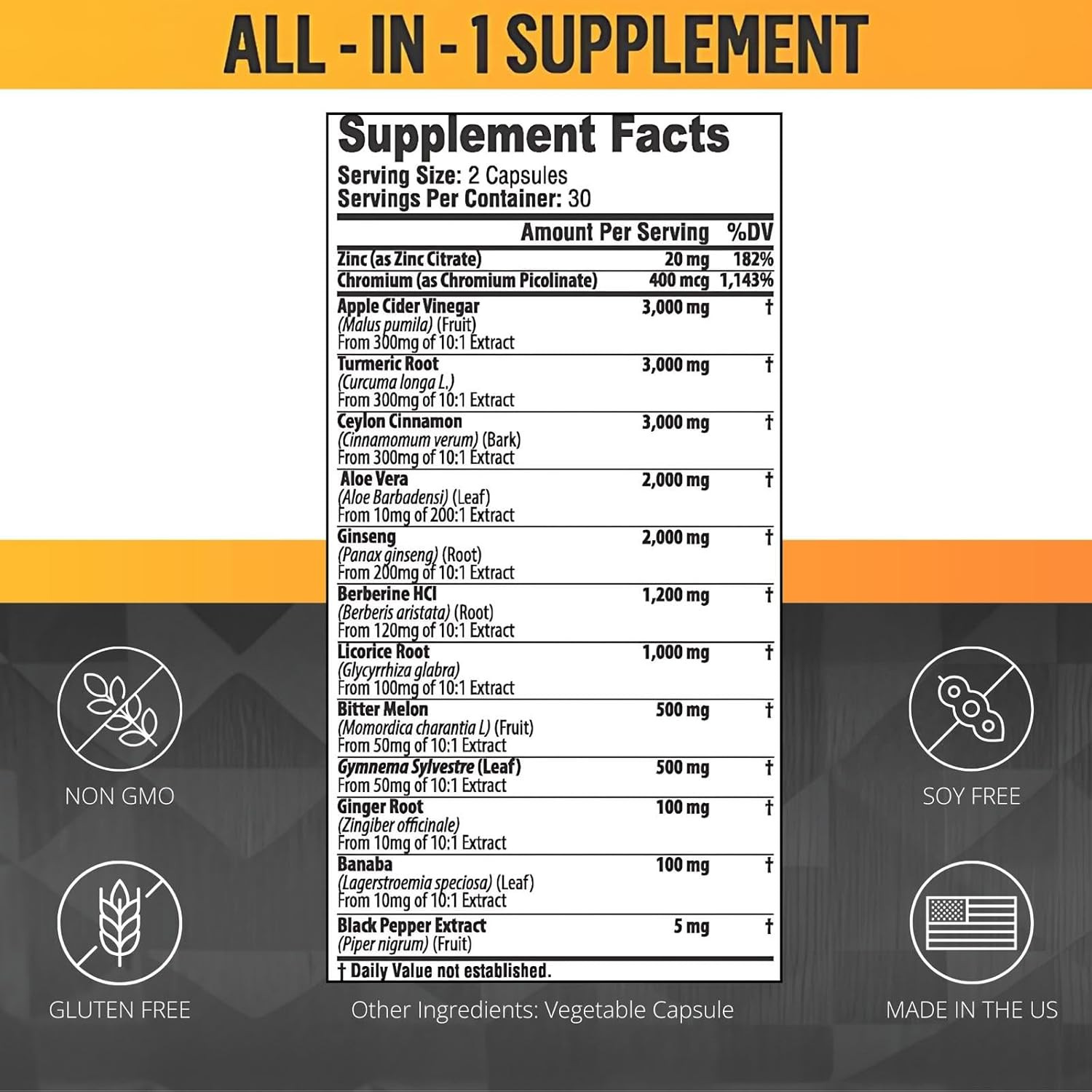 Ceylon Cinnamon Capsules 3000Mg Turmeric 3000Mg Apple Cider Vinegar 3000 Mg Gins
