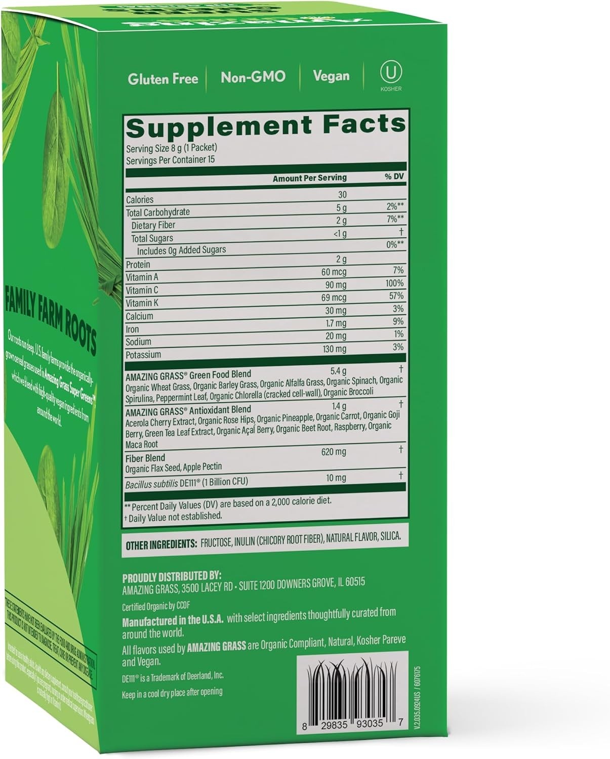 Amazing Grass Super Greens On-The-Go, 15 Packets, Organic Superfood, Travel Size