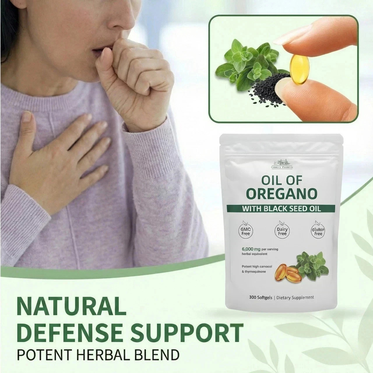 Oregano & Black Seed Oil 6000mg – 300 Softgels – New Herbal Supplement Capsules