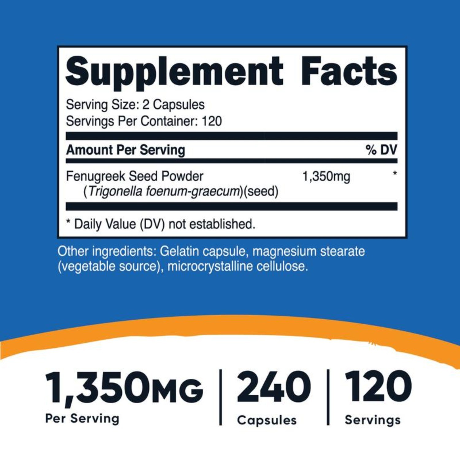 Fenugreek 1350mg, Non-GMO & Gluten Free,240 Capsules
