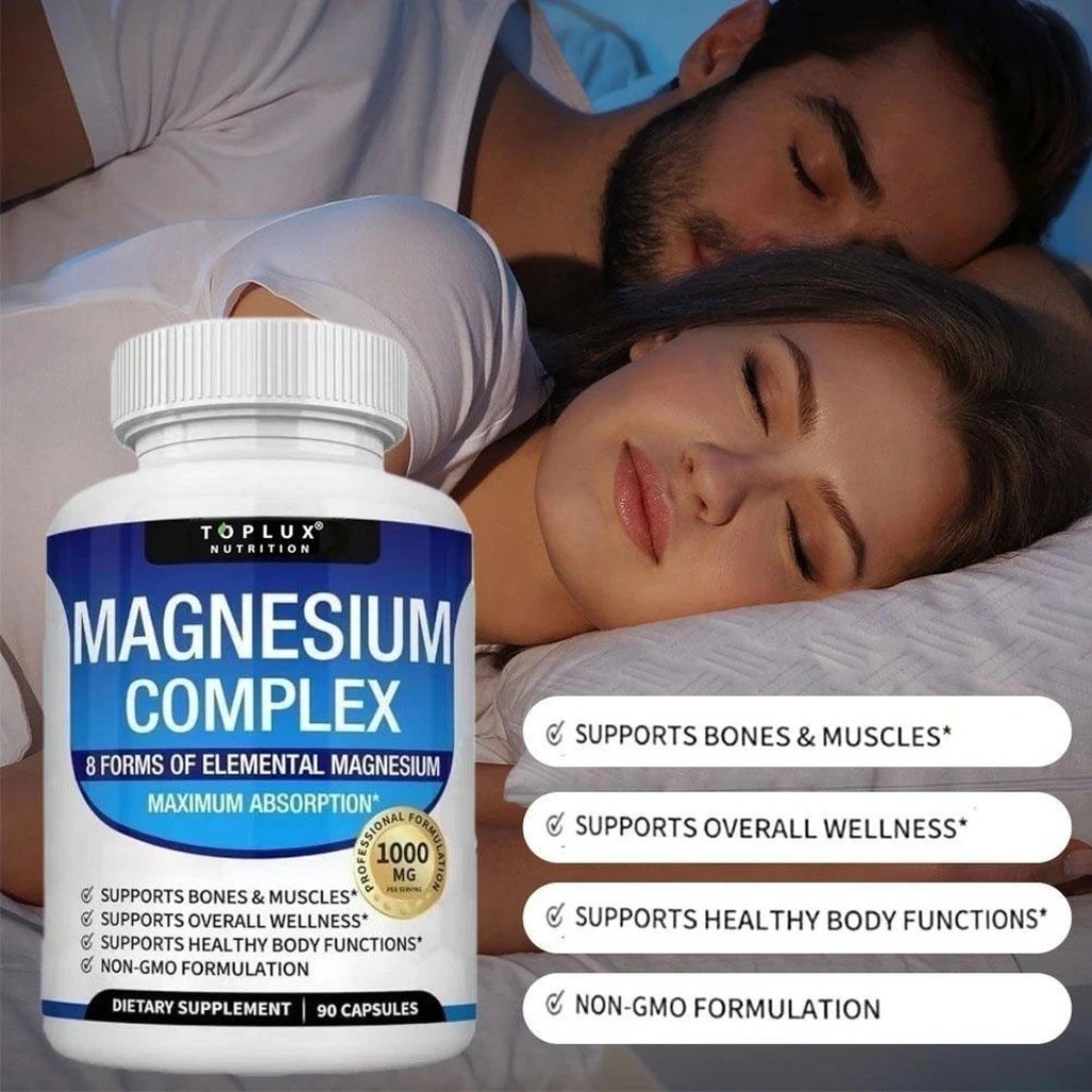 1Packs Toplux Nutrition Magnesium Complex 1000mg Supports 8 Elemental Magnesium