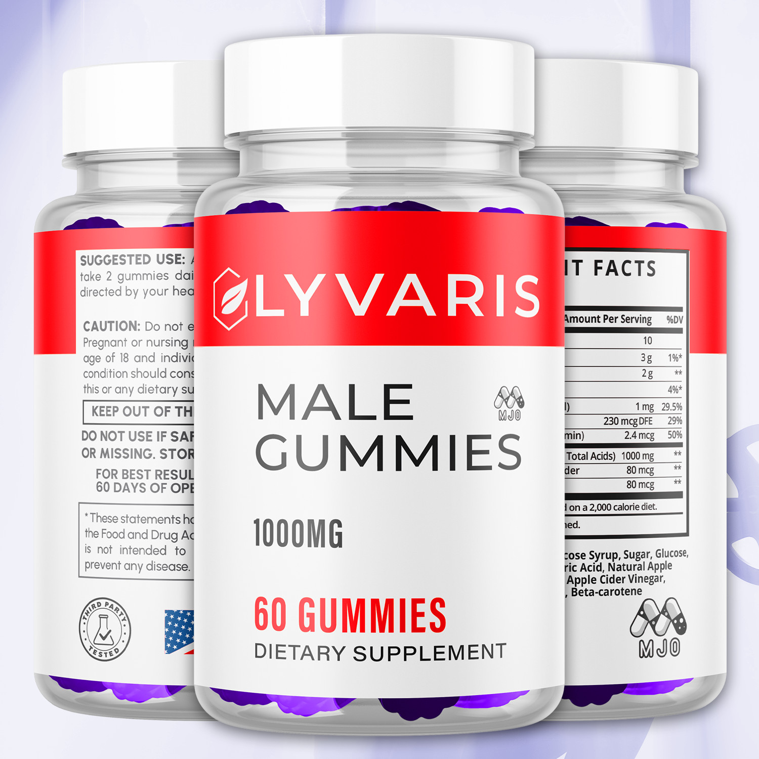 (1 Pack) Lyvaris Male Gummys Advanced Male Health Support Supplement 60 Gummies