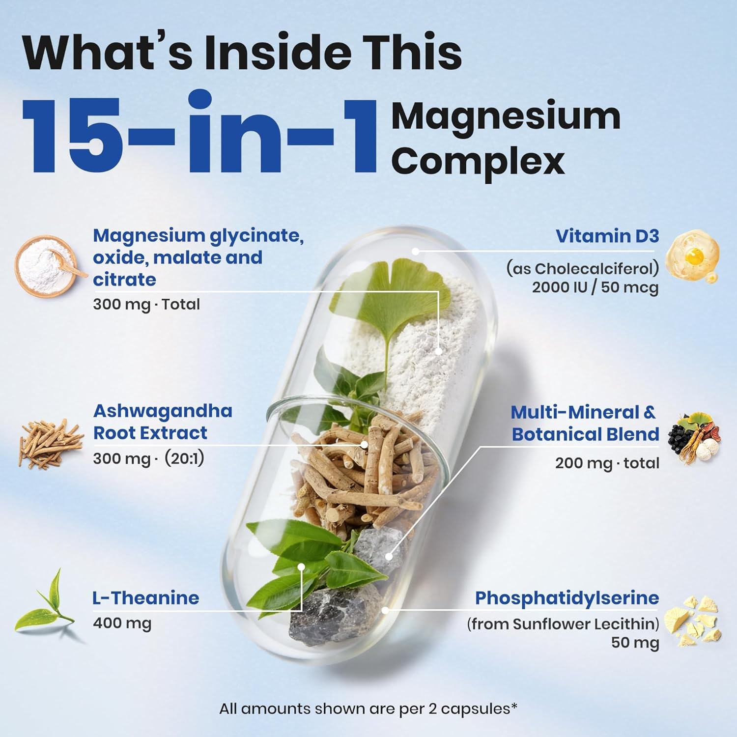 DeepCalm Magnesium Complex for Women ?C 15-in-1 Glycinate & Citrate Capsules