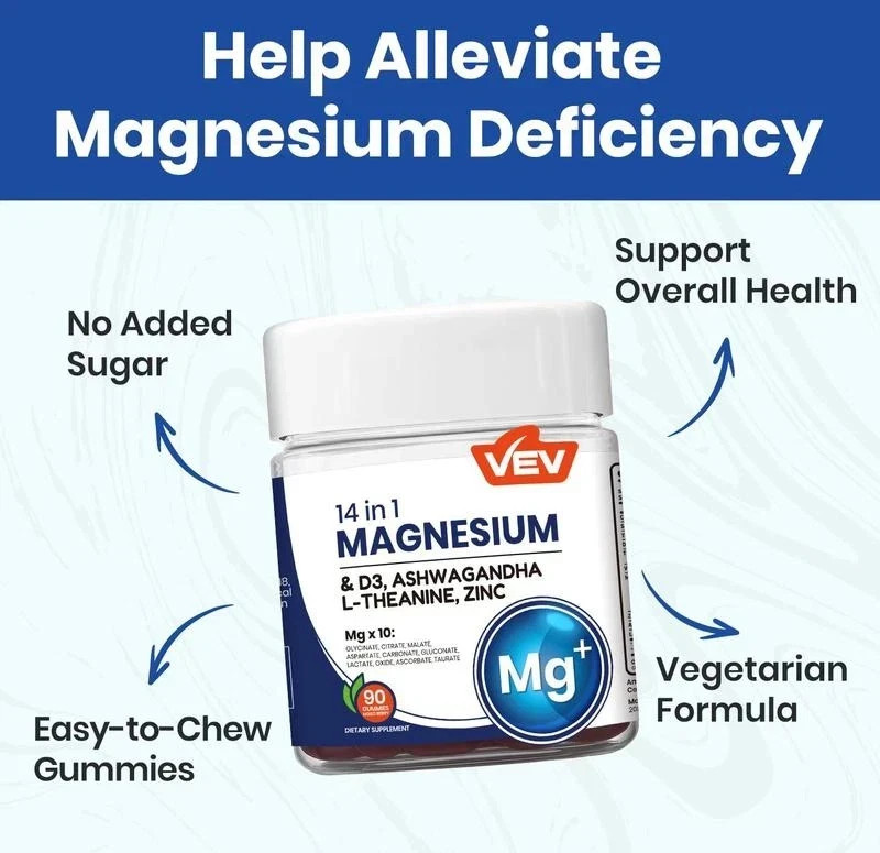 14-in-1 VEV Magnesium Gummies – with Ashwagandha, L-Theanine, Vitamin D3 & Zinc
