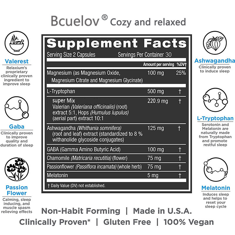 Melatonin 5mg 120 Capsules formulated with Ashwagandha, Valerian Root & Magnesiu