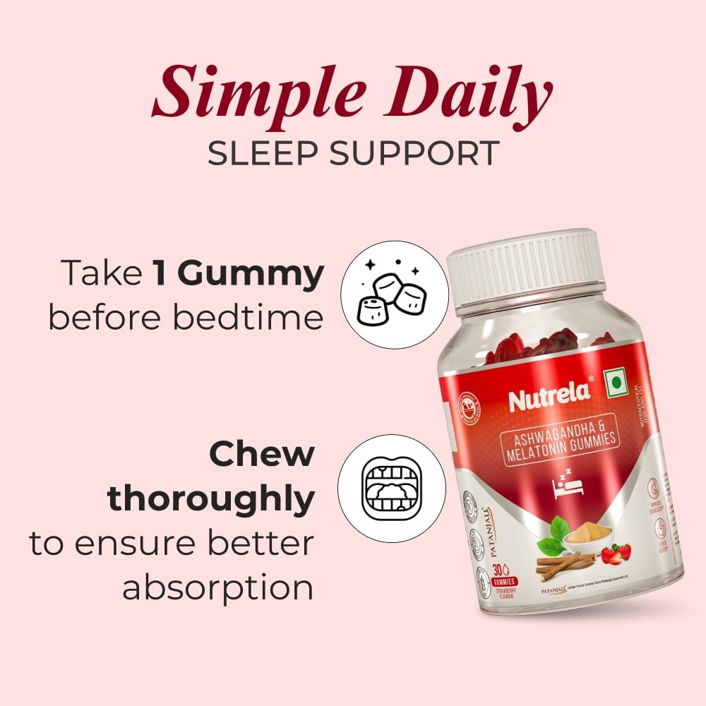 NUTR.ELA Ashwagandha Melatonin Sleep Gummies 30 Strawberry