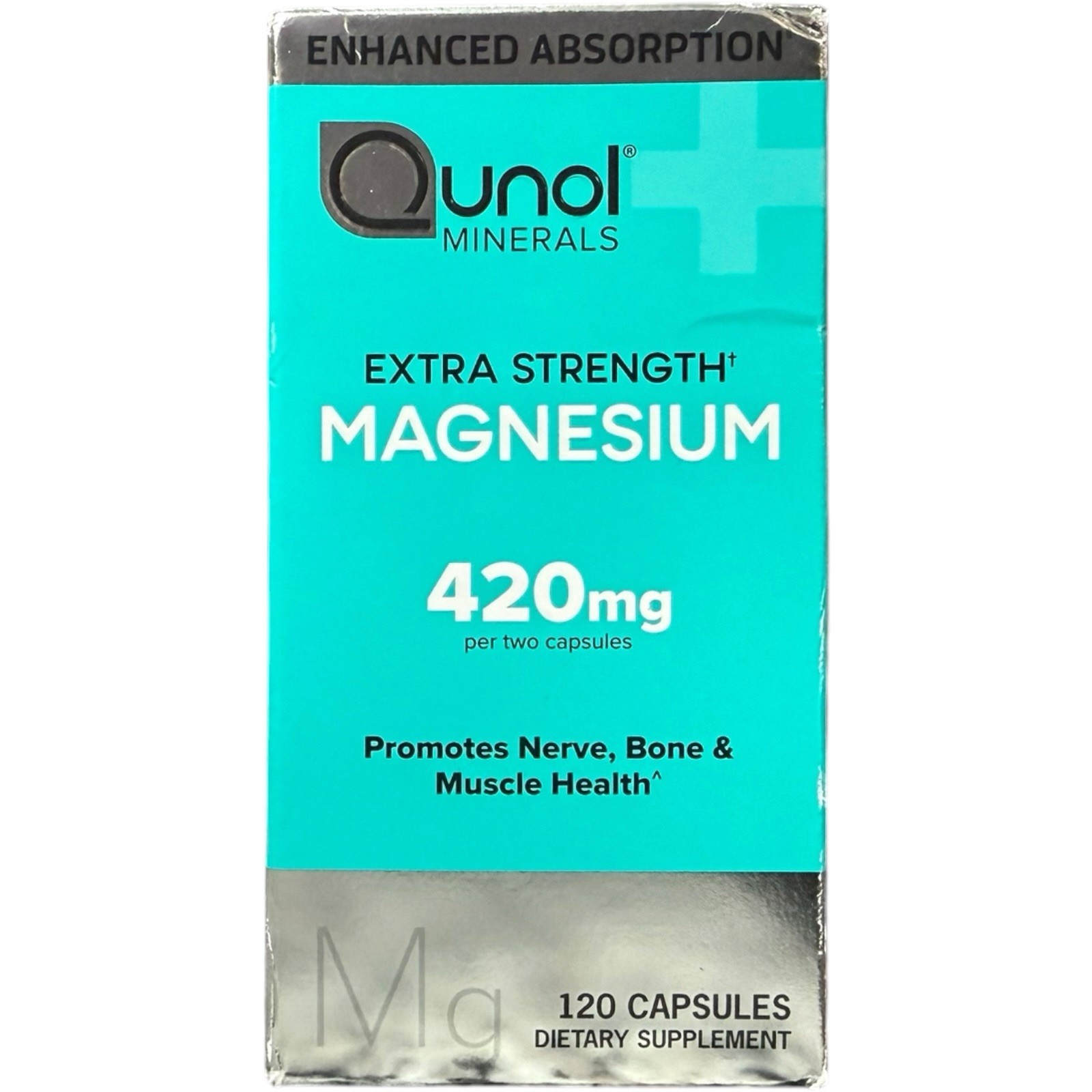 (2) Qunol Minerals Extra Strength Magnesium, 420mg, 120 Capsules Ea. 06/2026+
