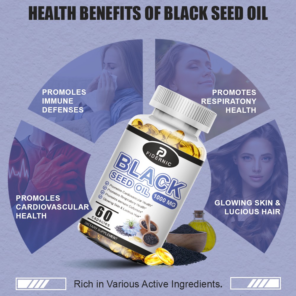 FIDERNIC Black Seed Oil 1000mg 60 Capsules Supplement