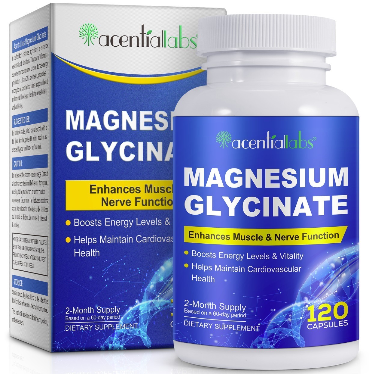 Magnesium Glycinate 120 Capsules 1040mg High Absorption for Sleep Stress Muscle