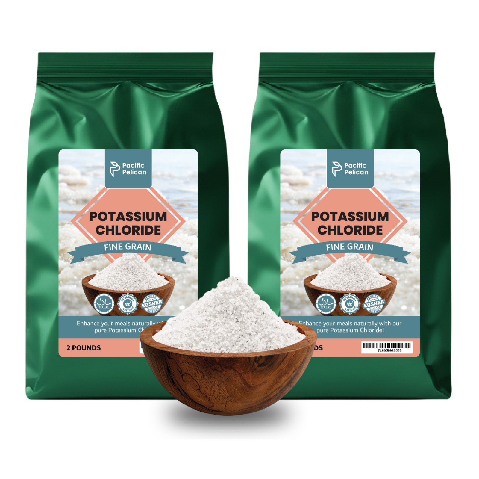 Potassium Chloride Powder, Pack of 2 (2 lb Each) – Sodium-Free Salt Substitute