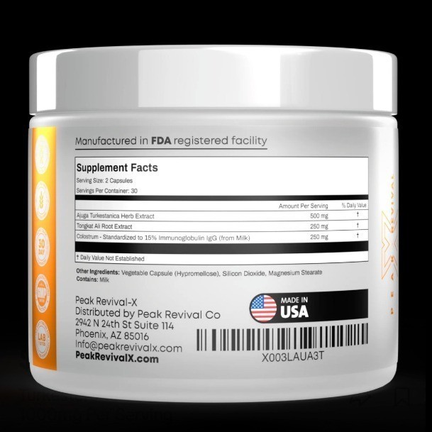 NEW LUXRY Peak Turkesterone Revival X 1K Mg Capsule Count Health Formula Natural