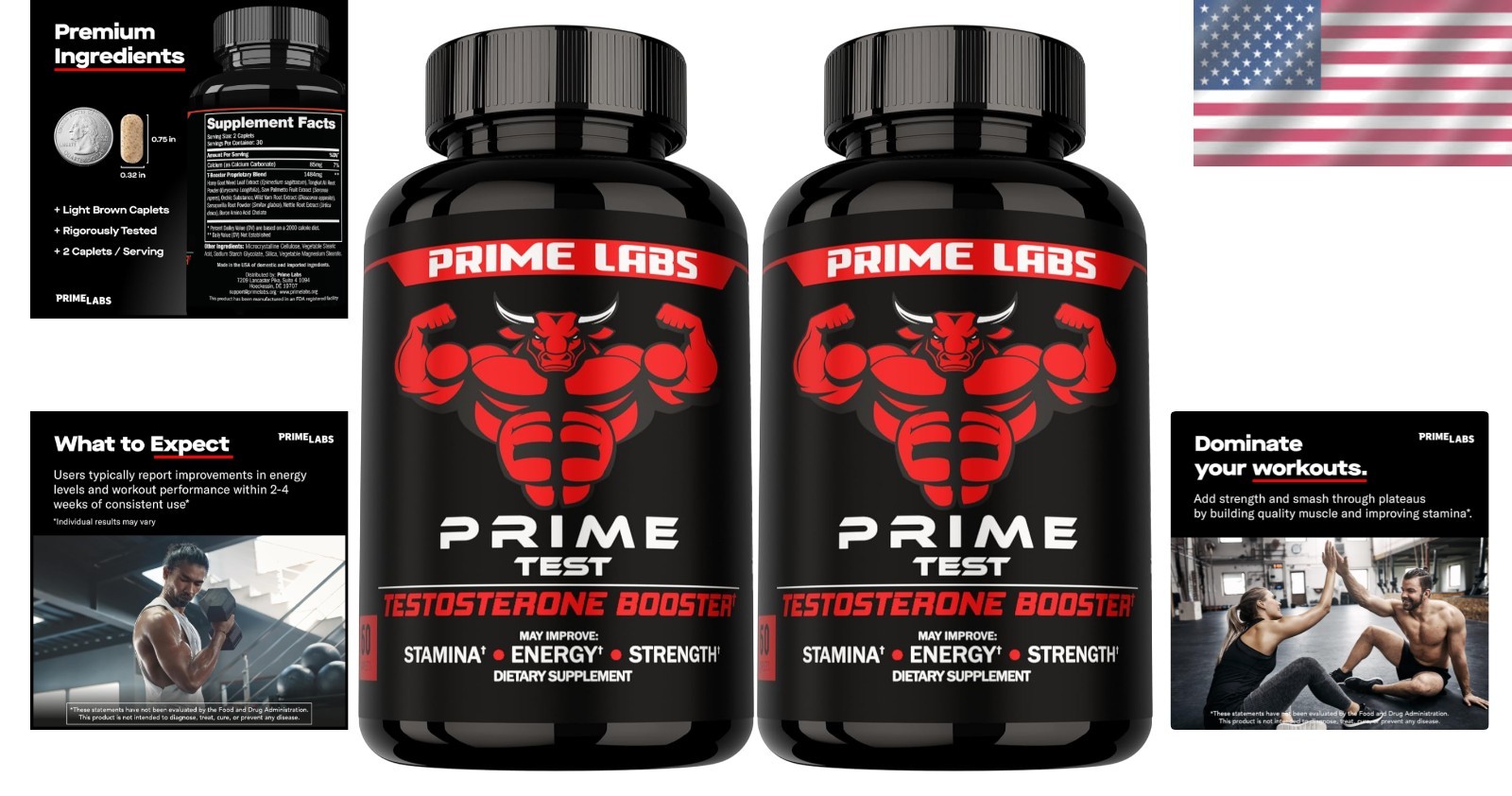 2-Pack Prime Energy & Stamina Booster for Men – 120 Keto Caplets