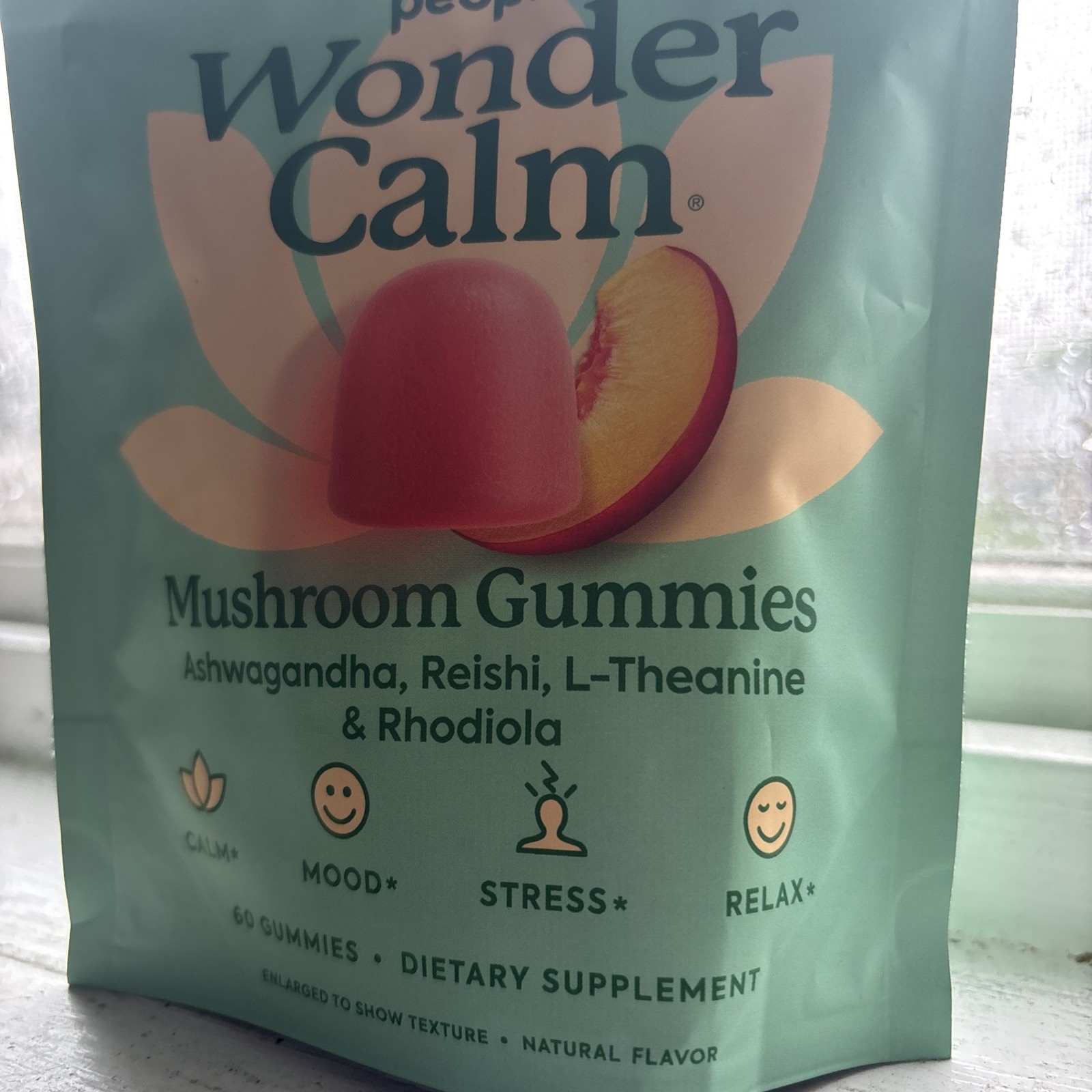 3/27 Plant People WonderCalm Mushroom Gummies Ashwagandha Peach Flavor 60 Count