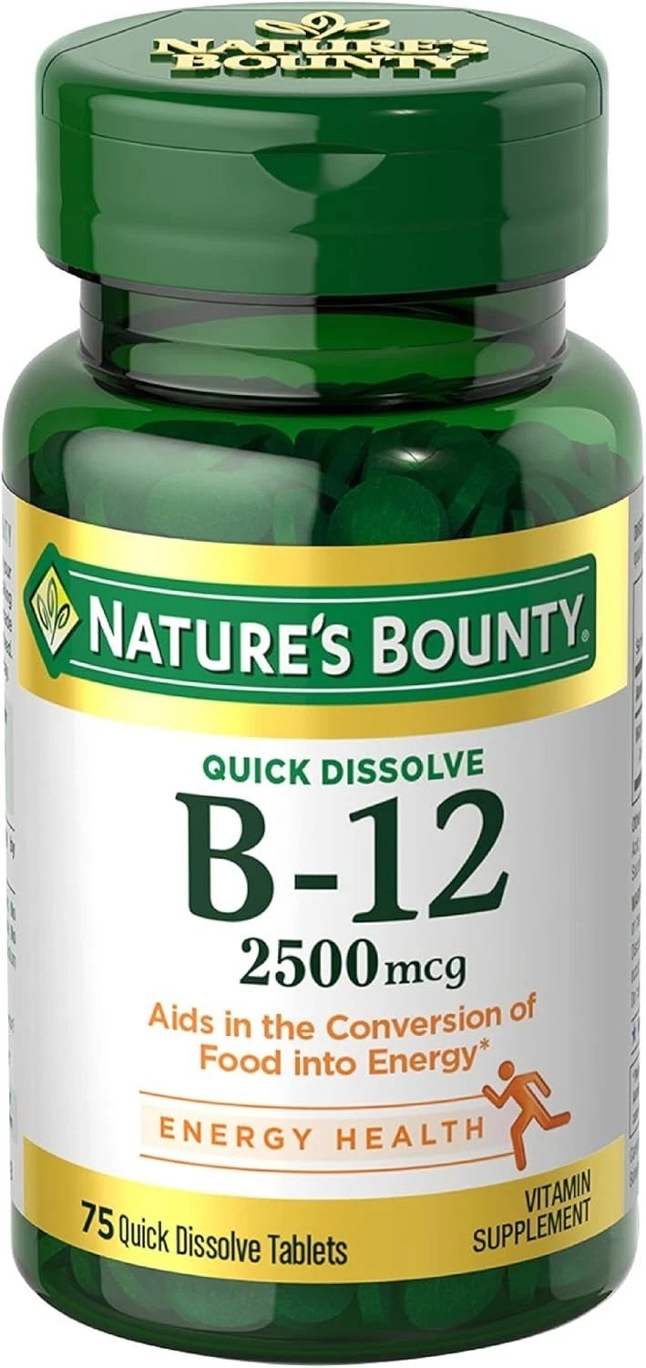 Nature’s Bounty Vitamin B12 2500 mcg, Cellular 75 Count (Pack of 1), Green