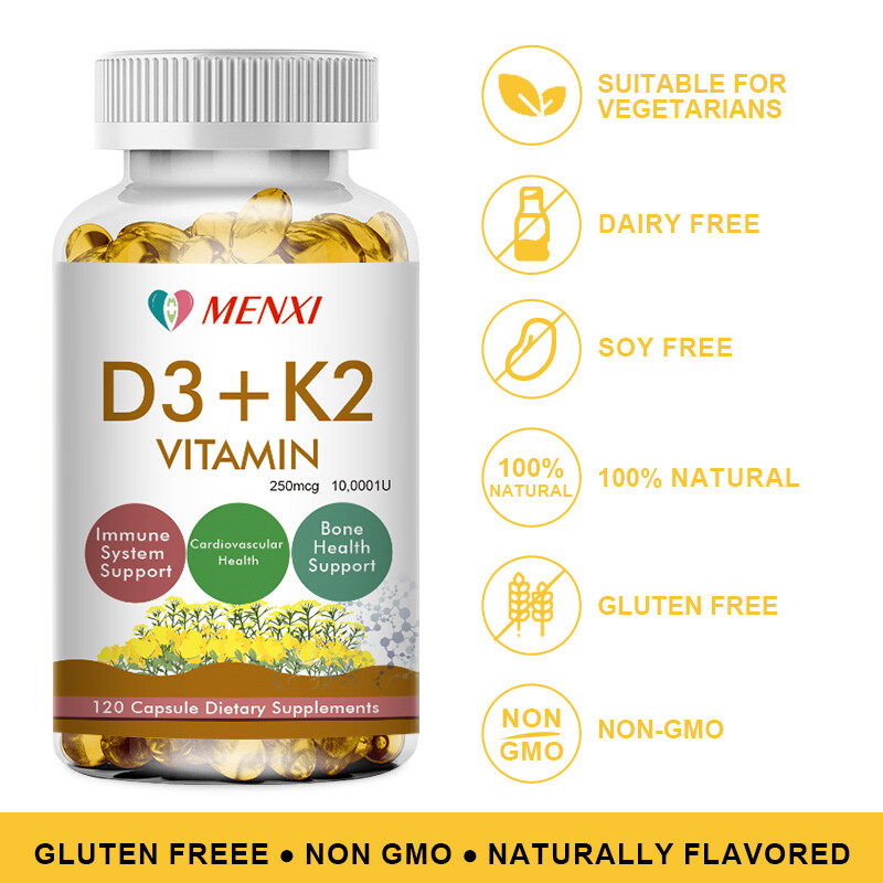 Vitamin K2 (MK7) w/ D3 Bone & Heart Health Non GMO & Gluten Free Easy to Swallow