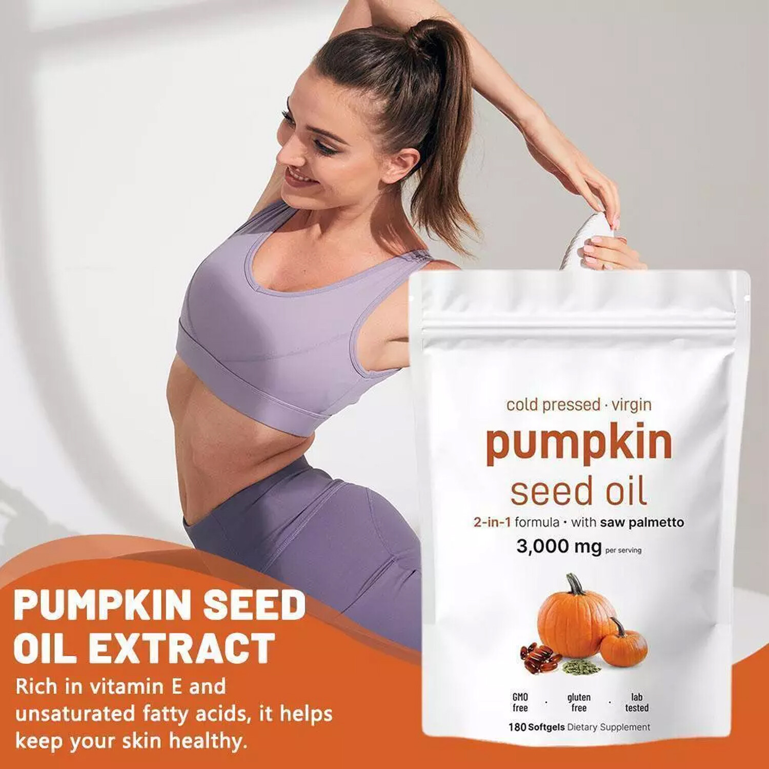 Seed Pumpkin Oil 3000mg + Saw Palmetto 300 mg | Prostate Support |180 Softgels