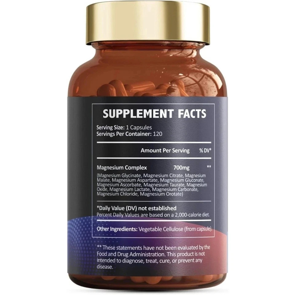 12-in-1 Magnesium Complex 700mg, High Absorption Forms for Daily Support