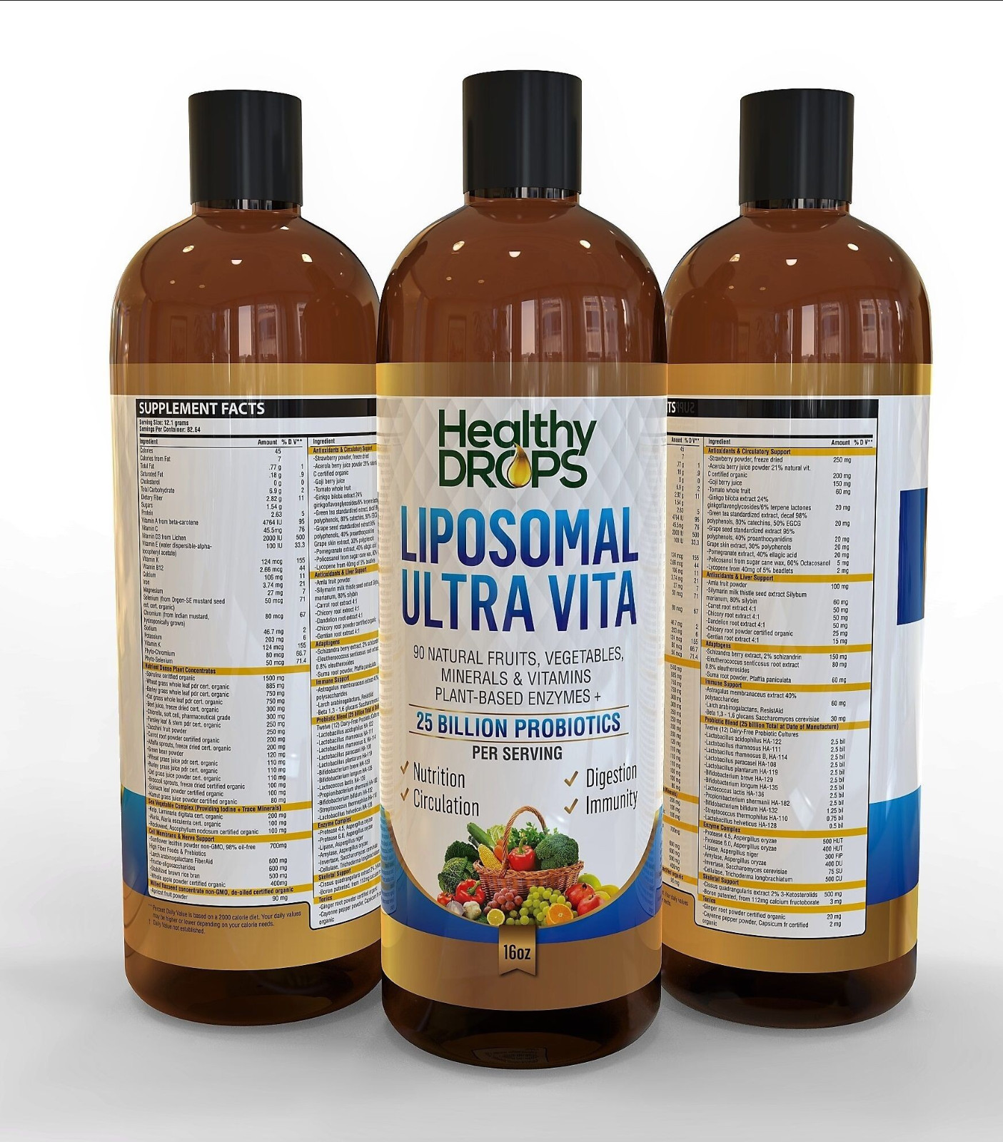 LIPOSOMAL ULTRA VITA 90 FRUITS, VEGETABLE, MINERALS, VITAMINS, PROBIOTIC 12/2026