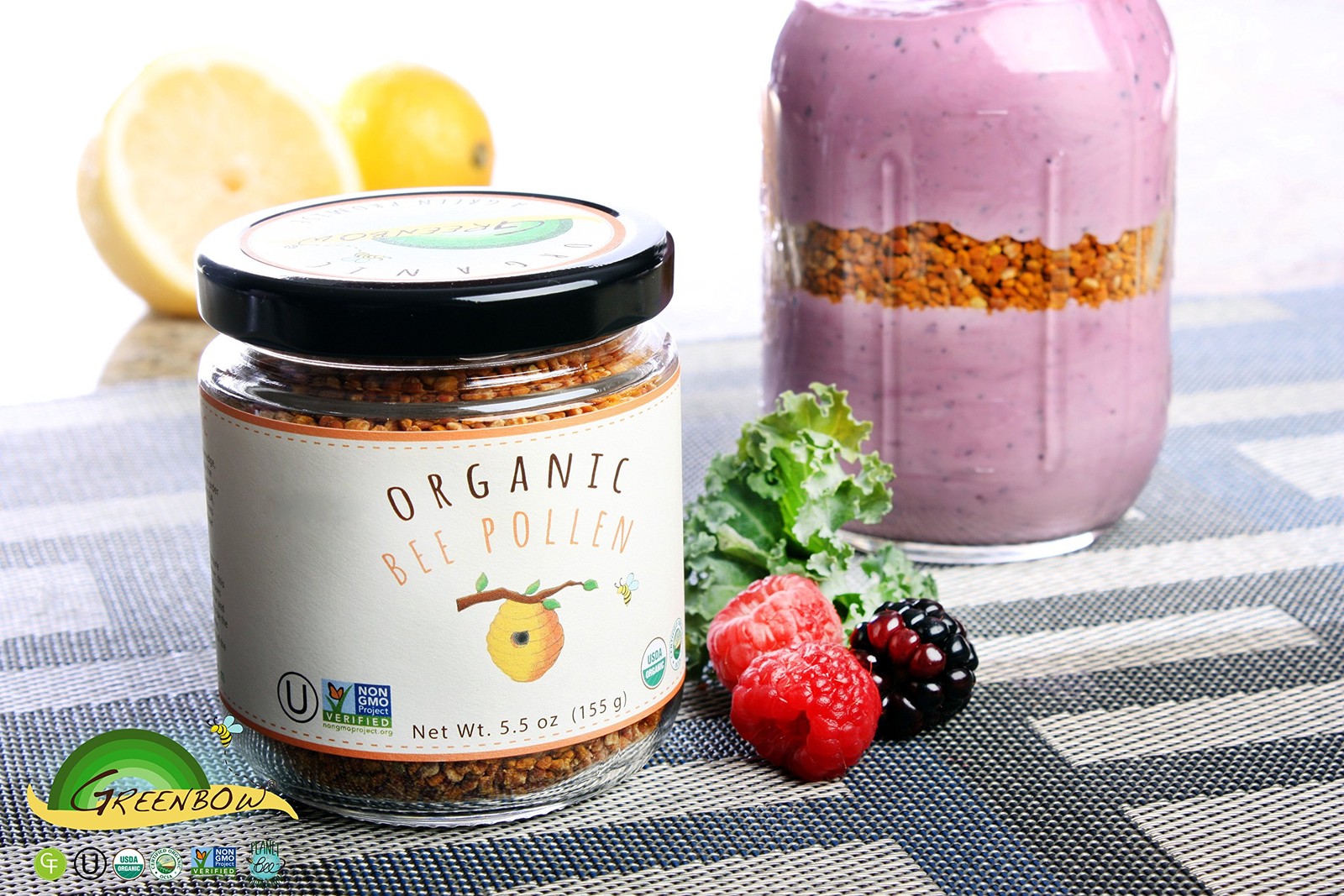 Organic Bee Pollen 100% USDA Certified Non-GMO Halal Kosher GMP Superfood 155g