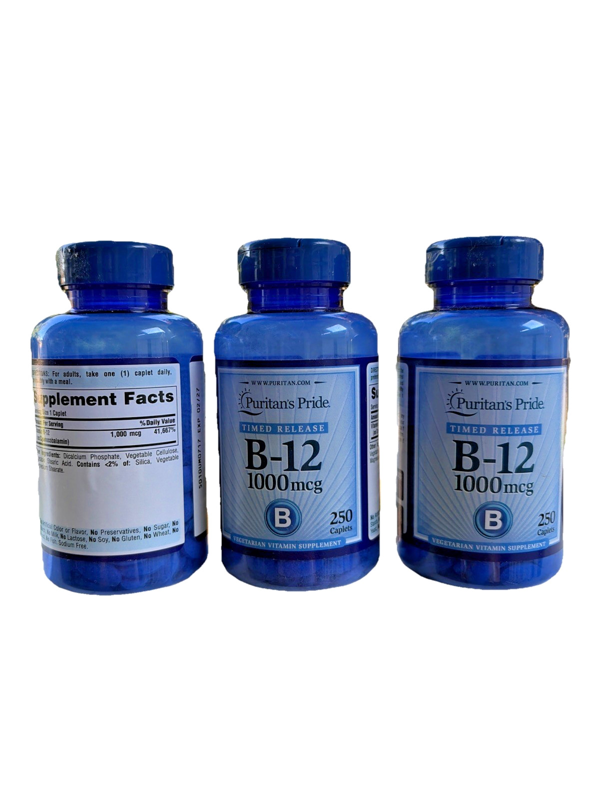 3 Puritan’s Pride Timed Release Vitamin B-12 1000mcg, 250 Count 2/2027