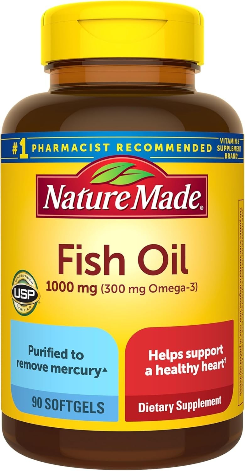 1000 mg Omega-3 Fatty Acids Softgels – Gluten & Dairy Free, 45-Day Heart Support
