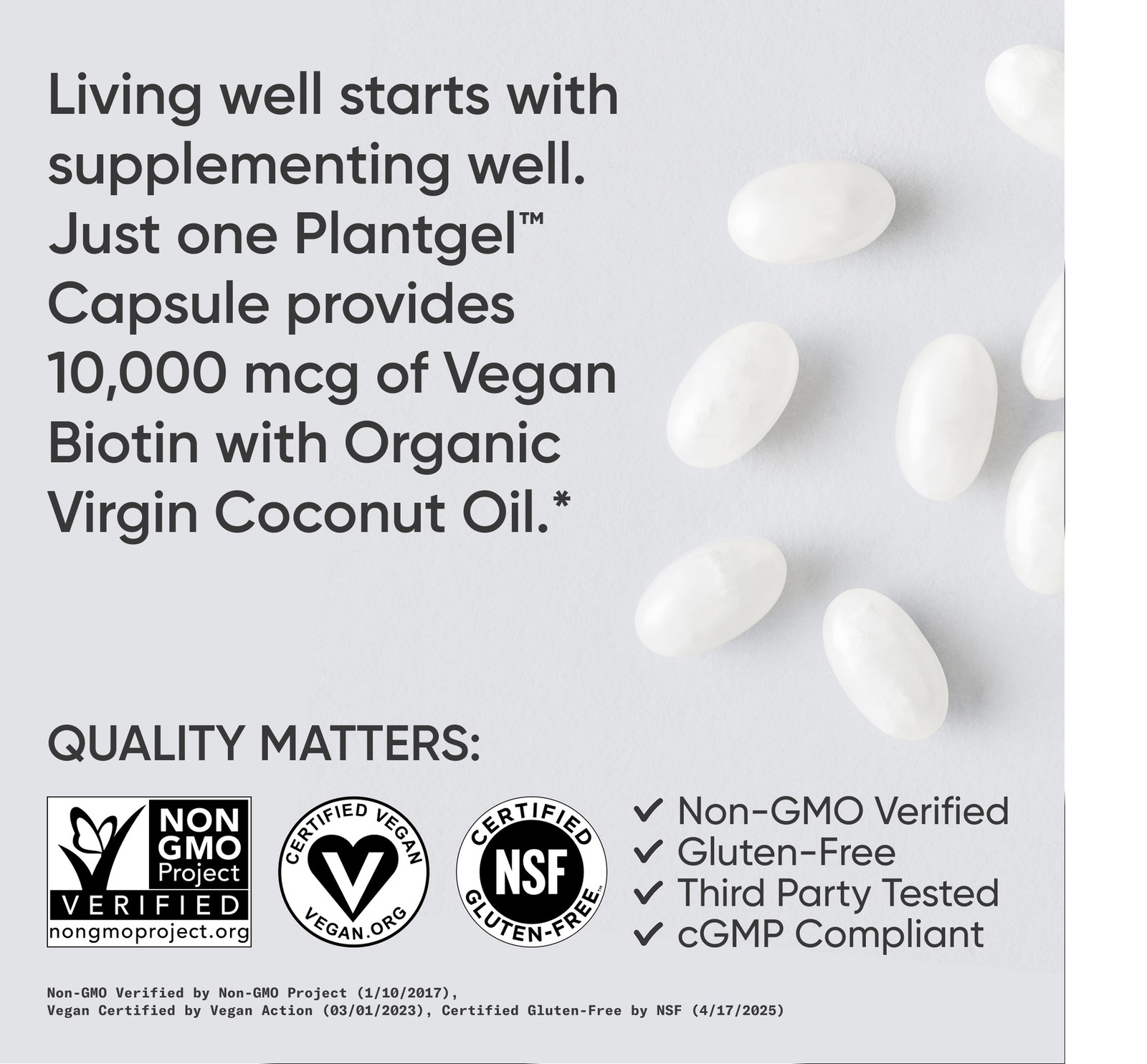 Vegan Biotin 10,000mcg Max Strength for Keratin Gluten Free 120 Veggie Softgels