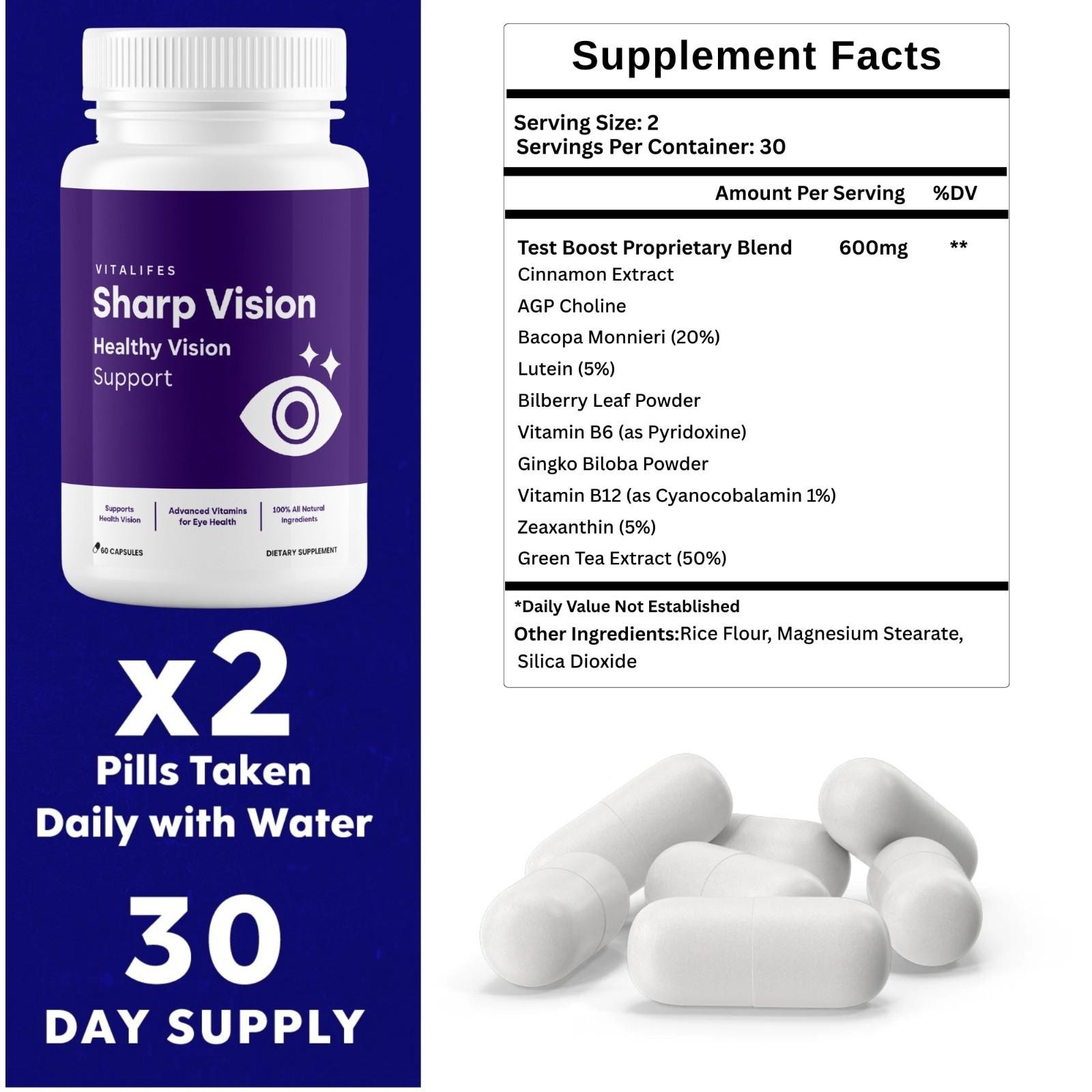 (1 Pack) Sharp Vision Enhance Vision, Support Healthy Eye Function 60 Capsules