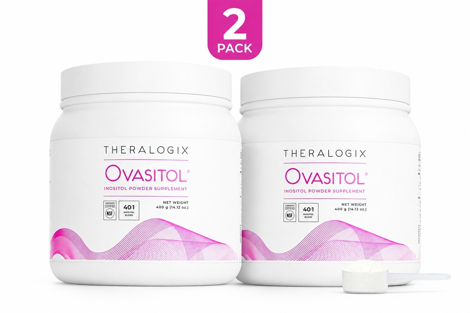 Ovasitol Inositol Powder 90-Day Supply Myo & D-Chiro Inositol 14.12 Oz 2 Pack