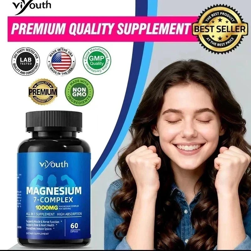 3PCS Viyouth Magnesium 7 Complex Capsules 60 Count Sleep Support Bone Health**