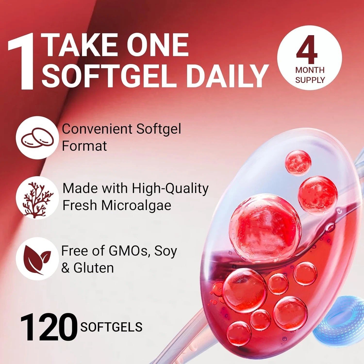 Astaxanthin 12mg 120 Softgels, 4 Month Supply,Triple Strength,Non-GMO,Eye Health