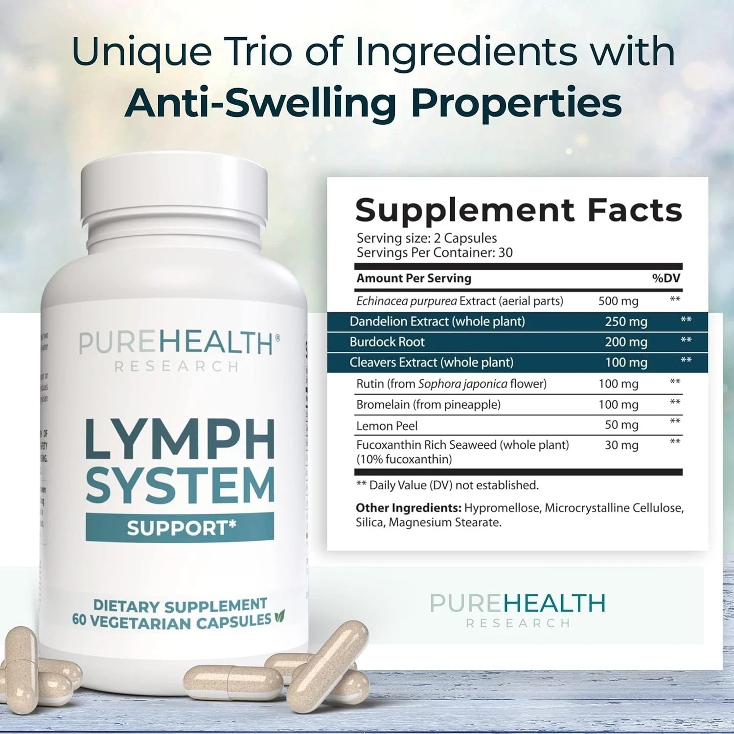 1-3 Pack PureHealth Research Lymph System Support Supplement,Lymphatic Drainage