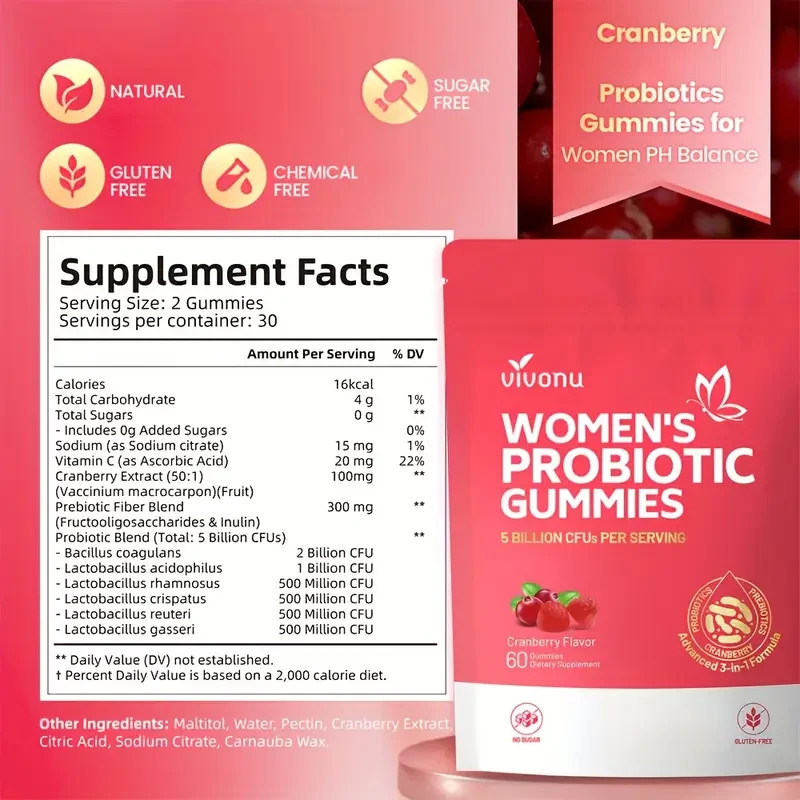 Vaginal Probiotics pH Women, Feminine Balance for Gummies 60ct/1bag