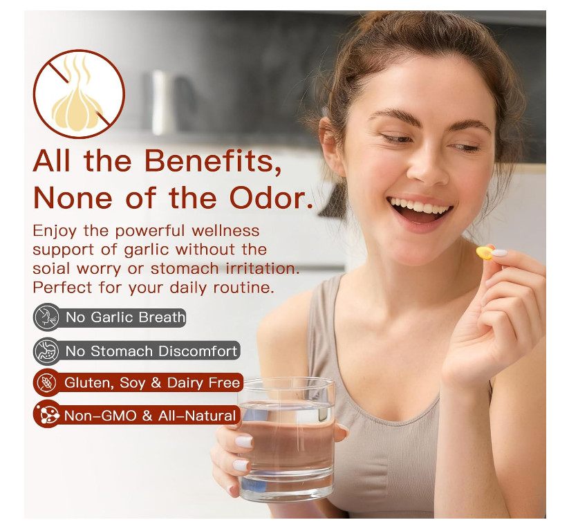 Odorless Garlic 7500Mg per Servings, 300 Softgels | 2 Years Aged Garlic Extra…