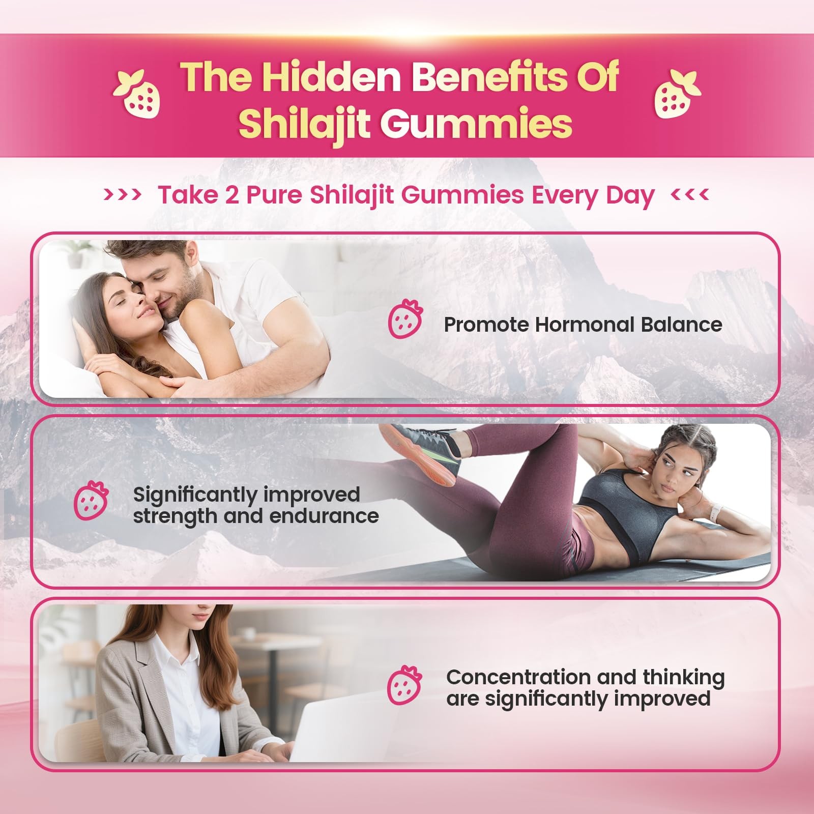Himalayan* Shilajit* Gummies with 60 Count (Pack of 1), .Pink
