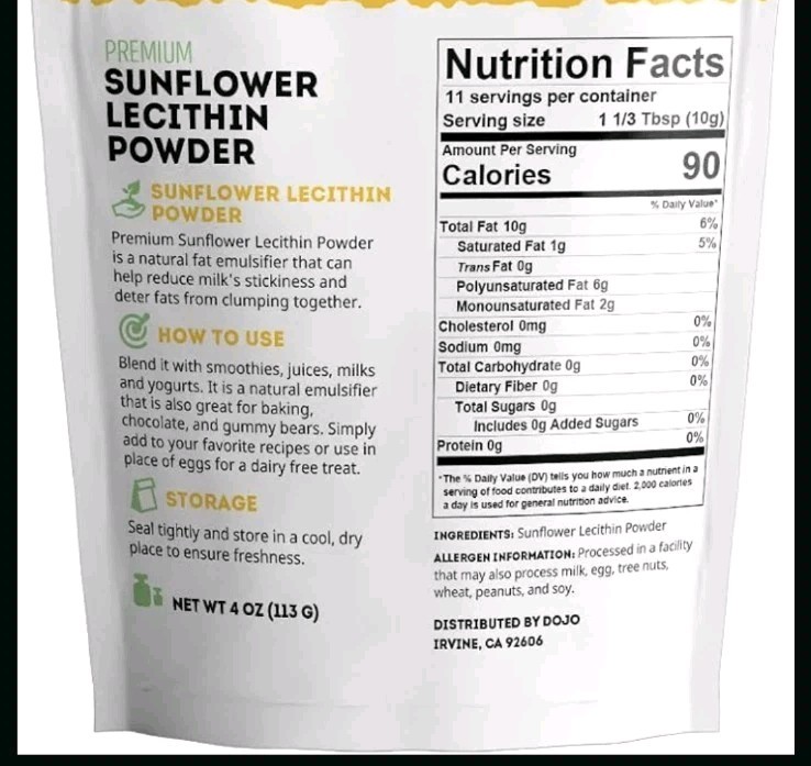 LOT – 3 BAGS Kate Naturals Sunflower Lecithin Powder – Bread Gummies Cooking 4oz