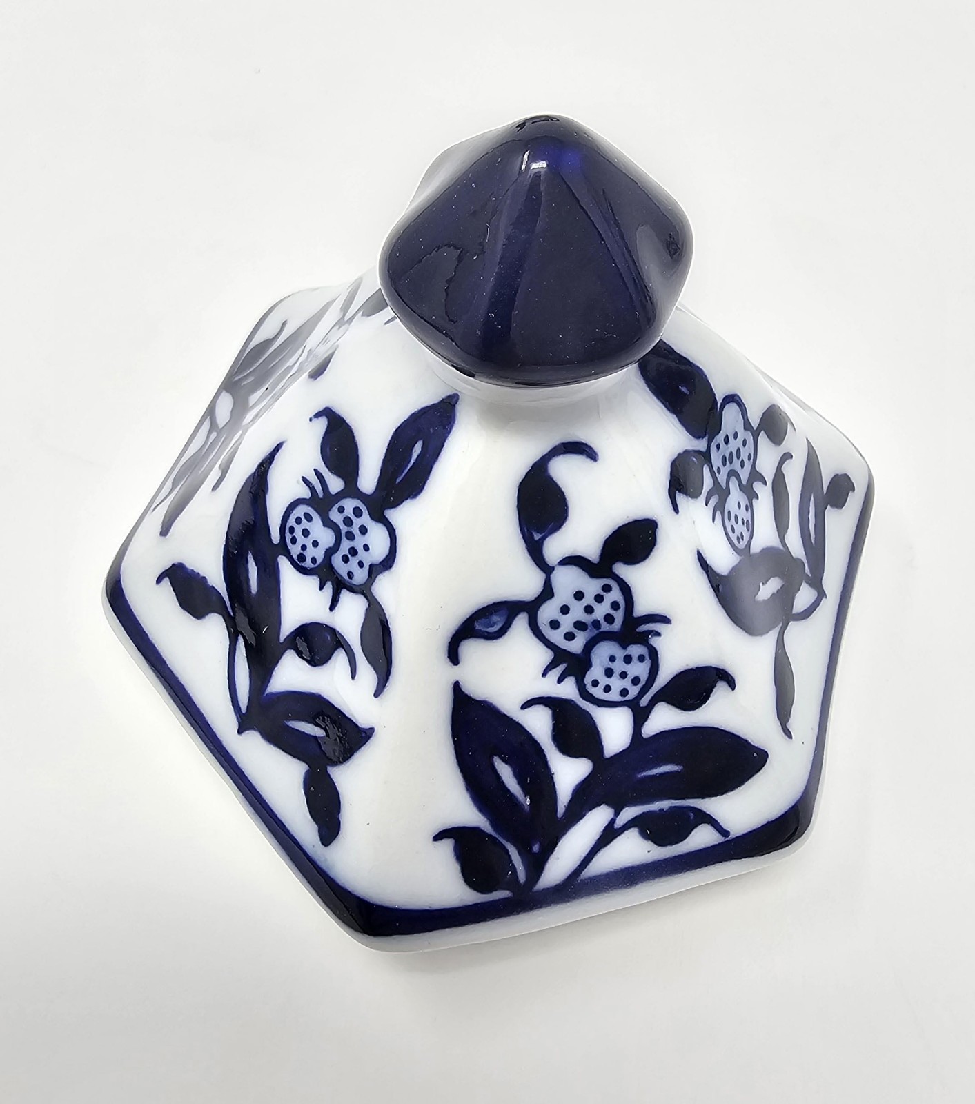 Teapot Blue and White Porcelain 16 Ounce China, Coffee Pot? Hexagonal