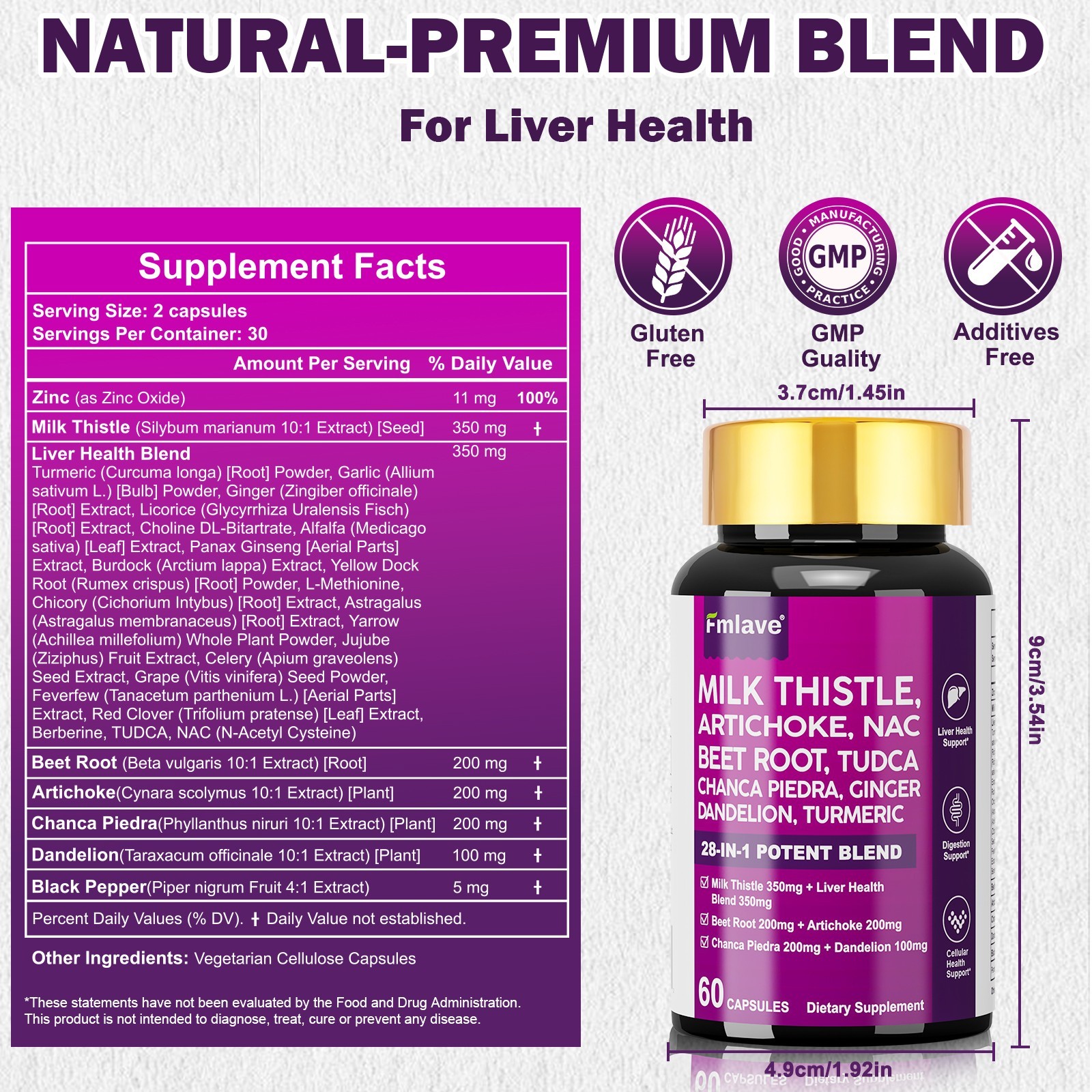 Milk Thistle (Silymarin) Extract 1400 mg liver cleanser liver detox cardio 60ct