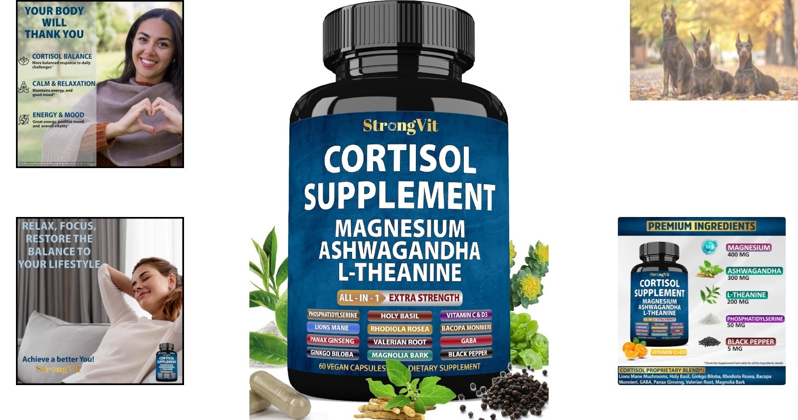 Comprehensive 16-in-1 Cortisol Support Formula for Sleep & Relaxation, 60 Caps