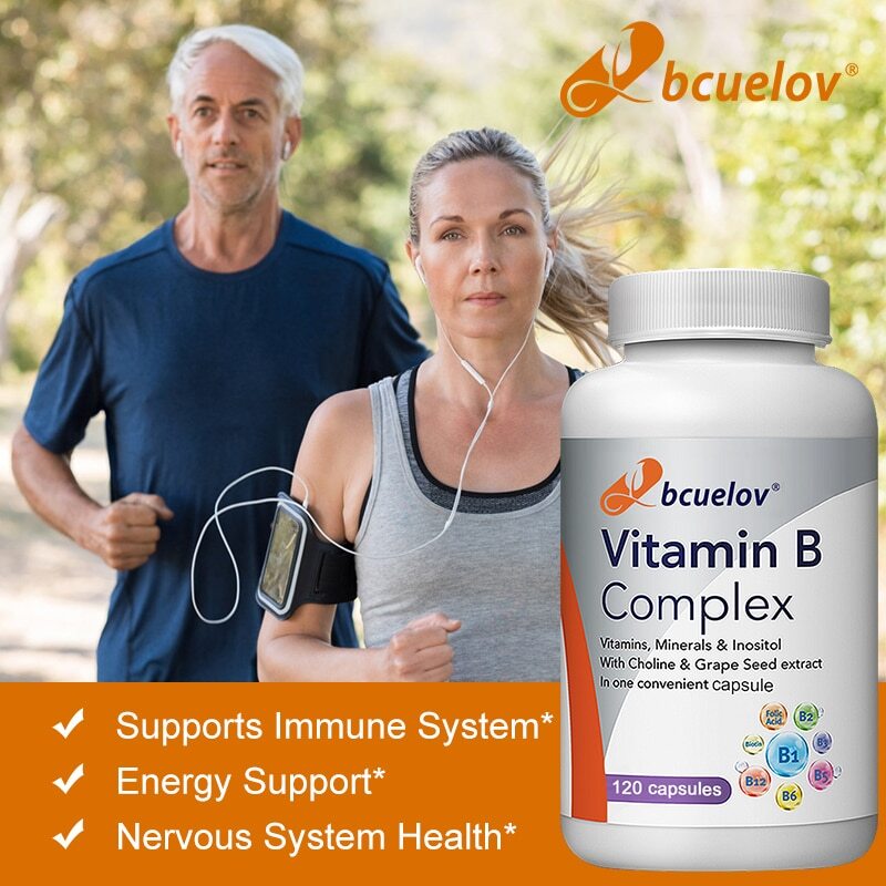 Vitamin B Complex 30/60/120Capsules B1,B2,B3,B5,B6,B12 w Minerals,Immune Support