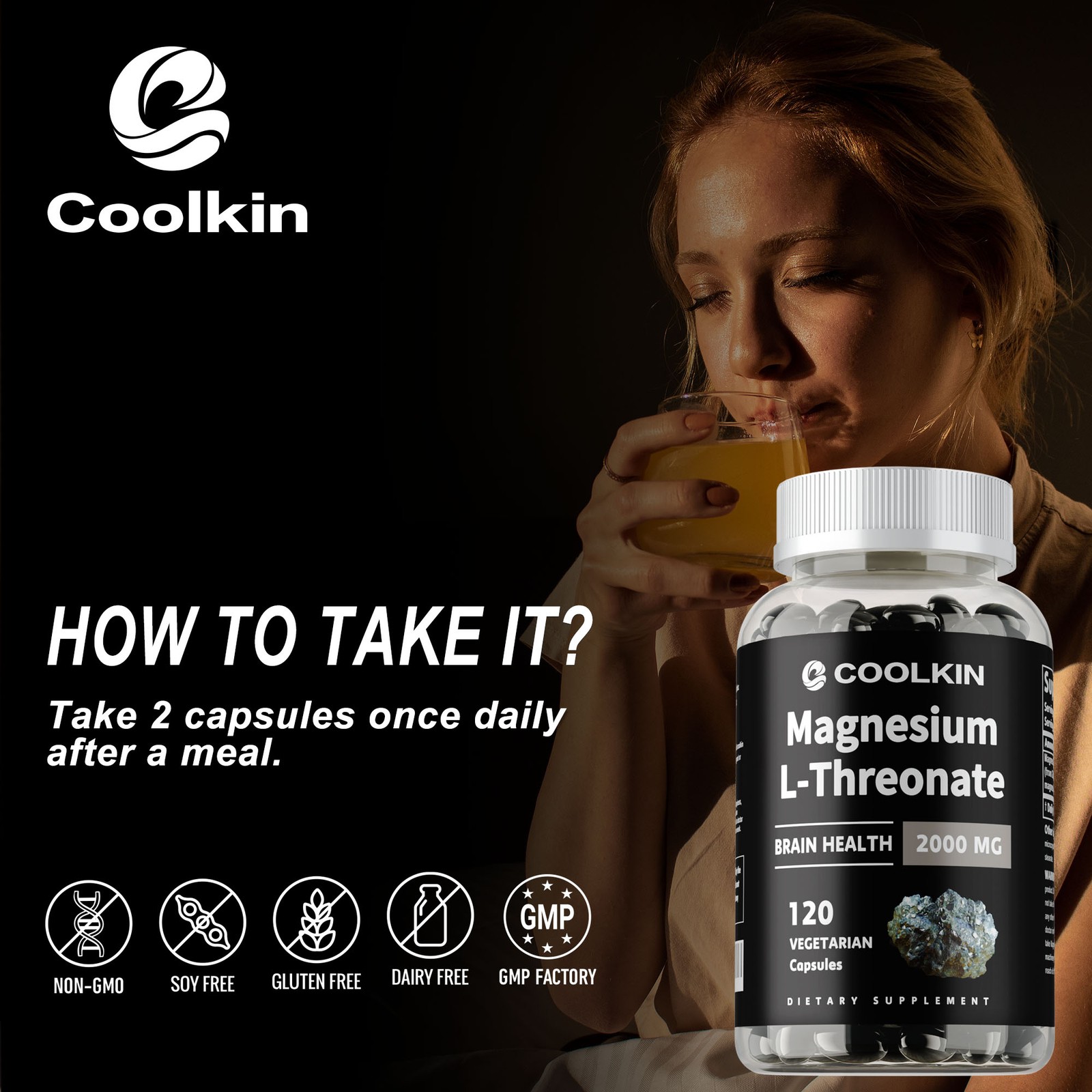 120pcs Magnesium L-Threonate 2000mg – Nootropic Brain Booster, Memory and Focus
